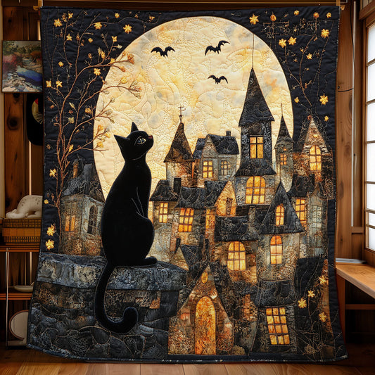 Black Cat Starry Night WU1002074CL Quilt Blanket