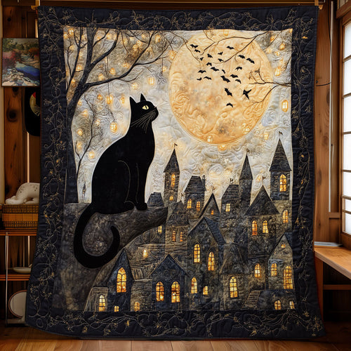 Black Cat Starry Night WU1002079CL Quilt Blanket