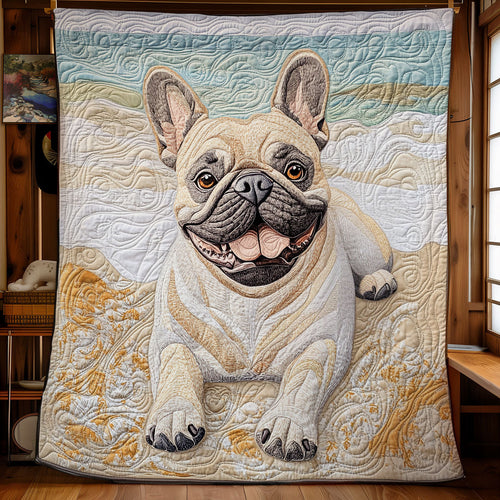 Bulldog At The Beach WU2712013CL Quilt Blanket