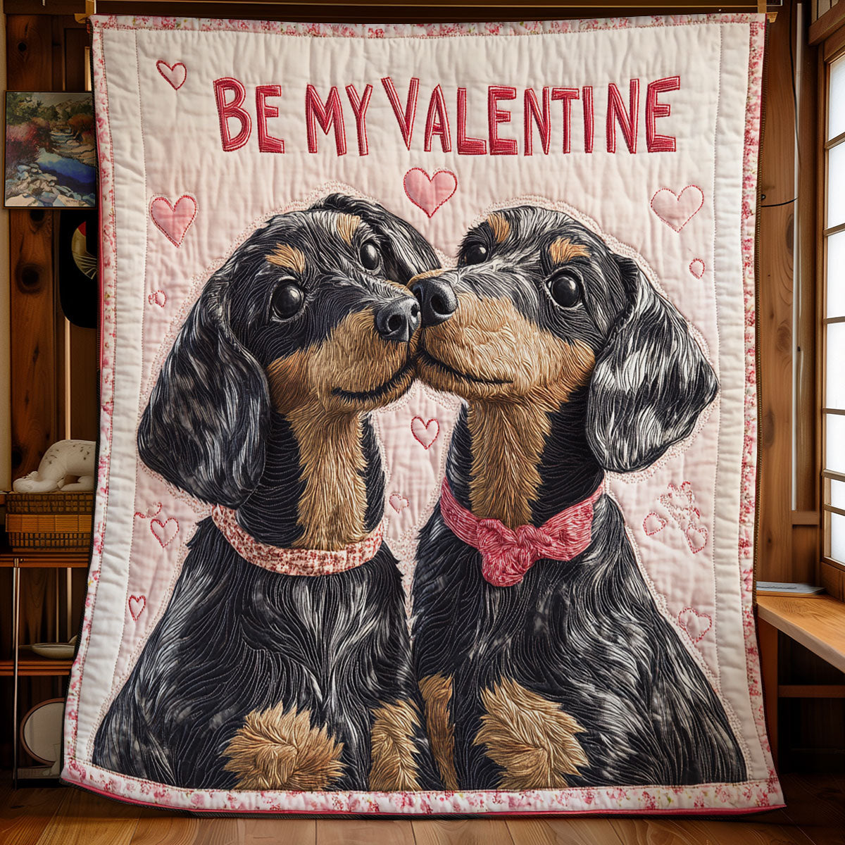 Dachshund Be My Valentine WU0801001CL Quilt Blanket