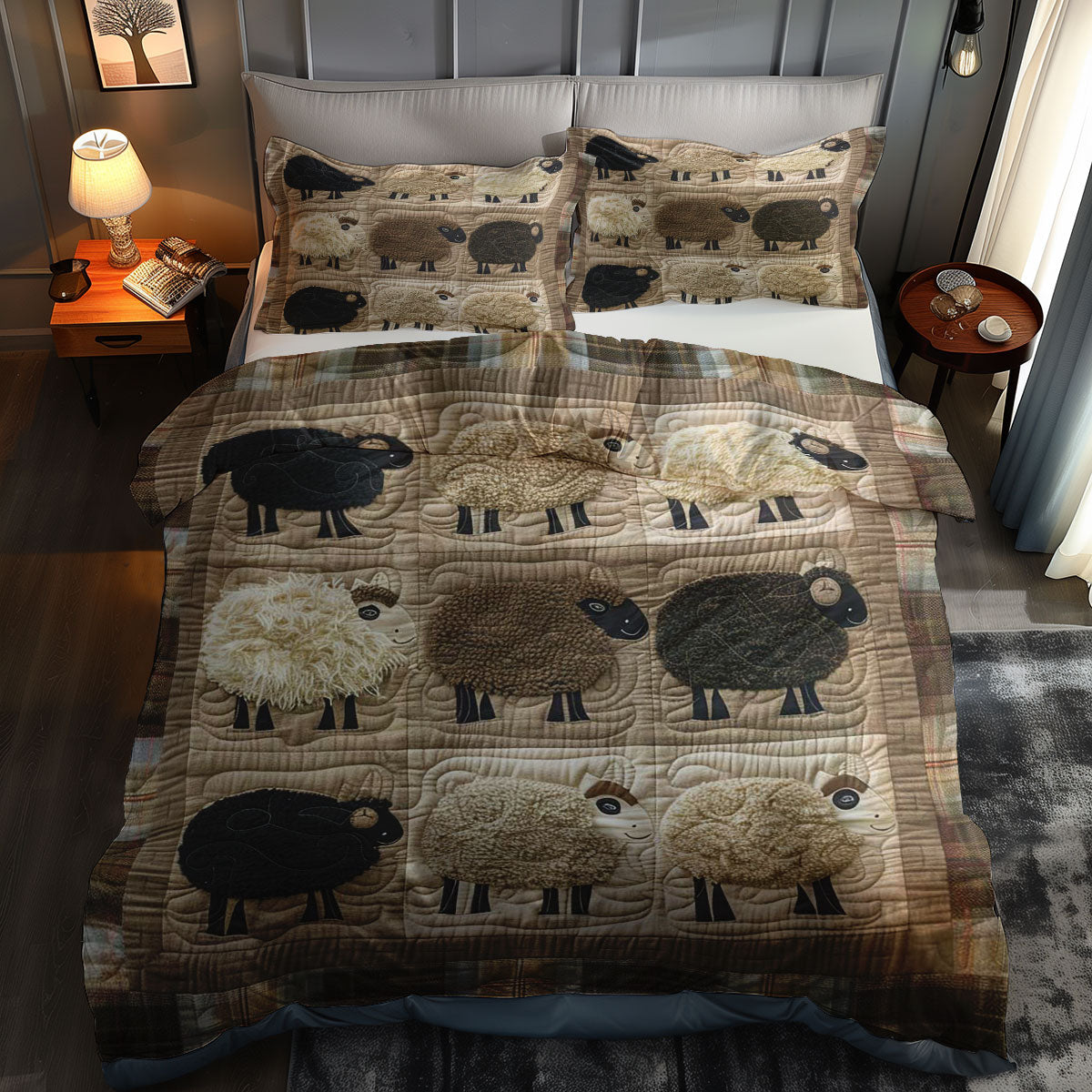 Sheep WJ1706021CL Quilted Bedding Set