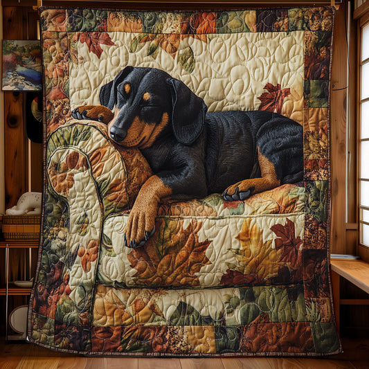Sleeping Dachshund WU2001054CL Quilt Blanket