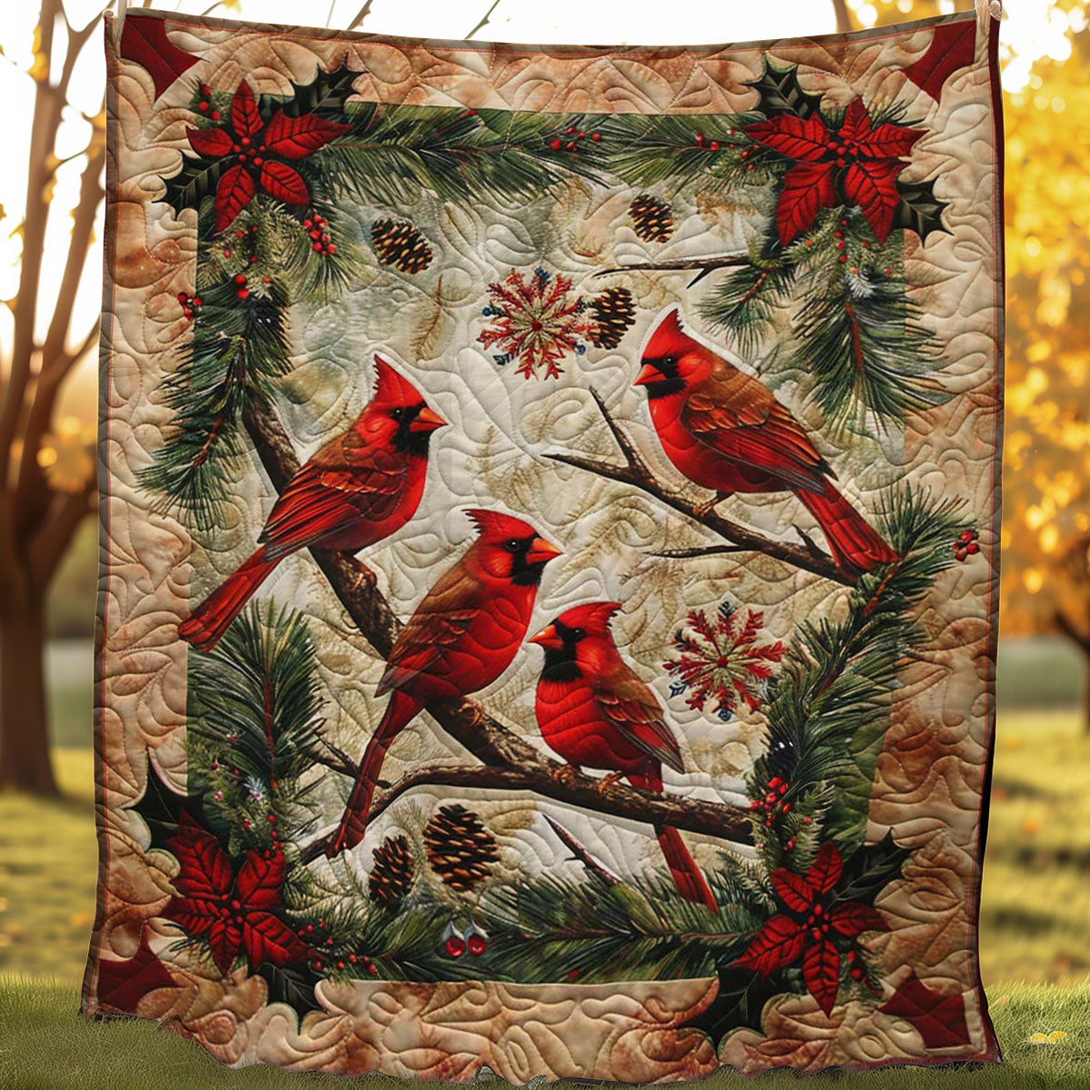 Cardinal Bird WJ0107004CL Quilt Blanket