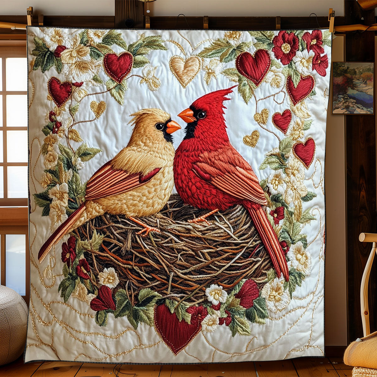Heartfelt Cardinal WJ1102010CL Quilt Blanket