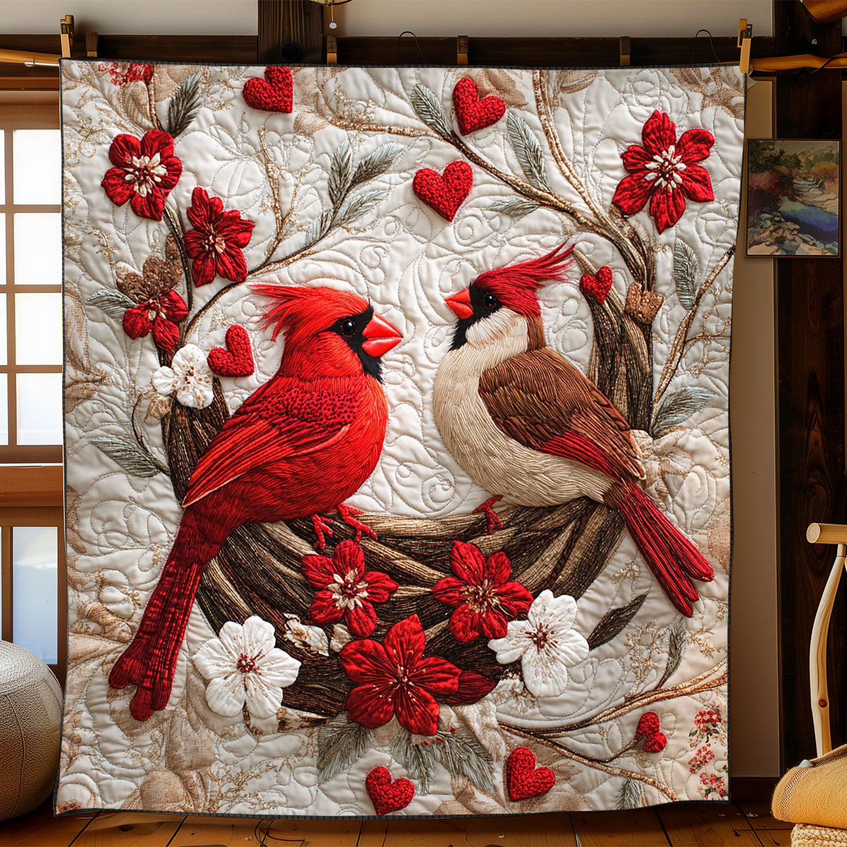 Heartfelt Cardinal WJ1202016CL Quilt Blanket