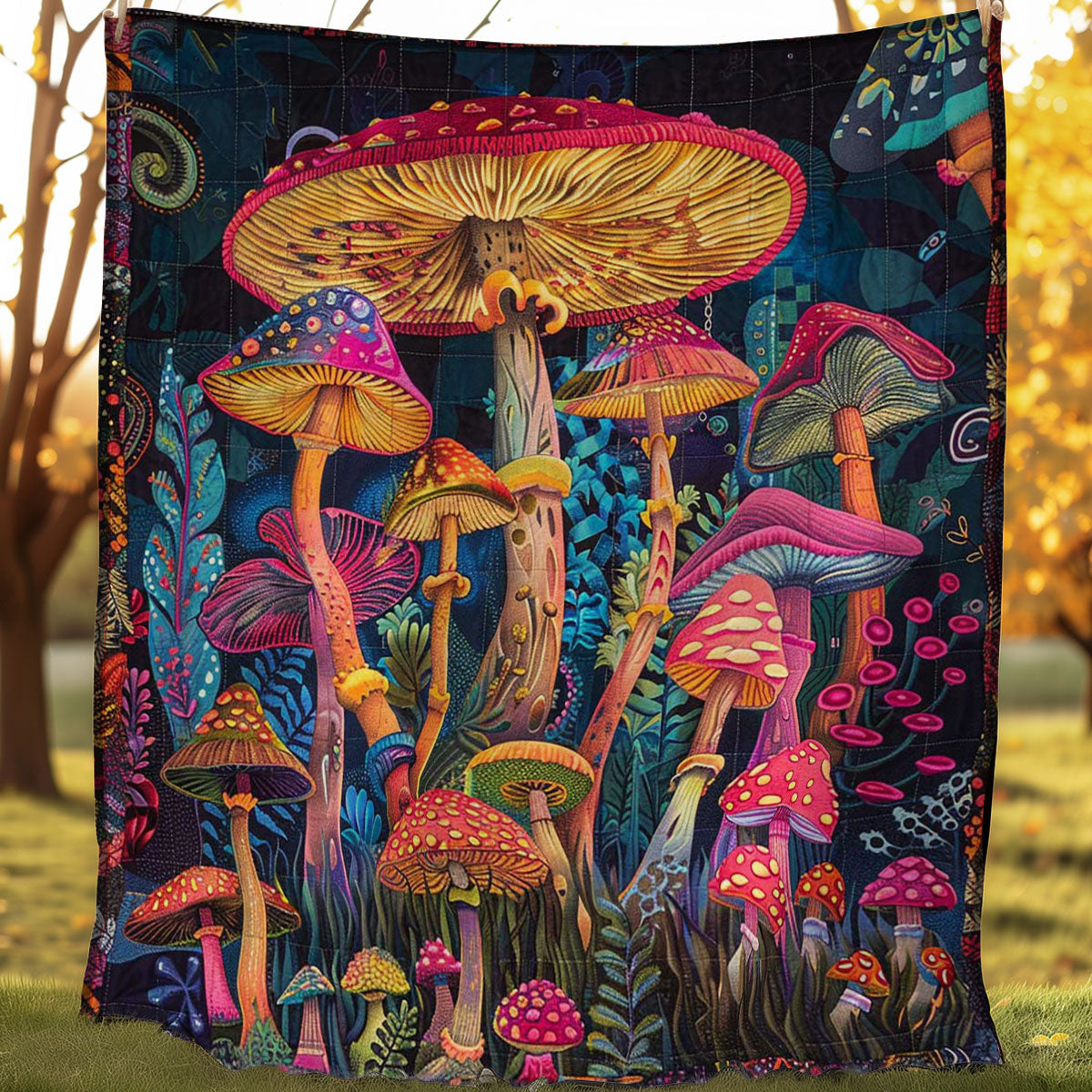 Hippie Mushroom WJ2206014CL Quilt Blanket