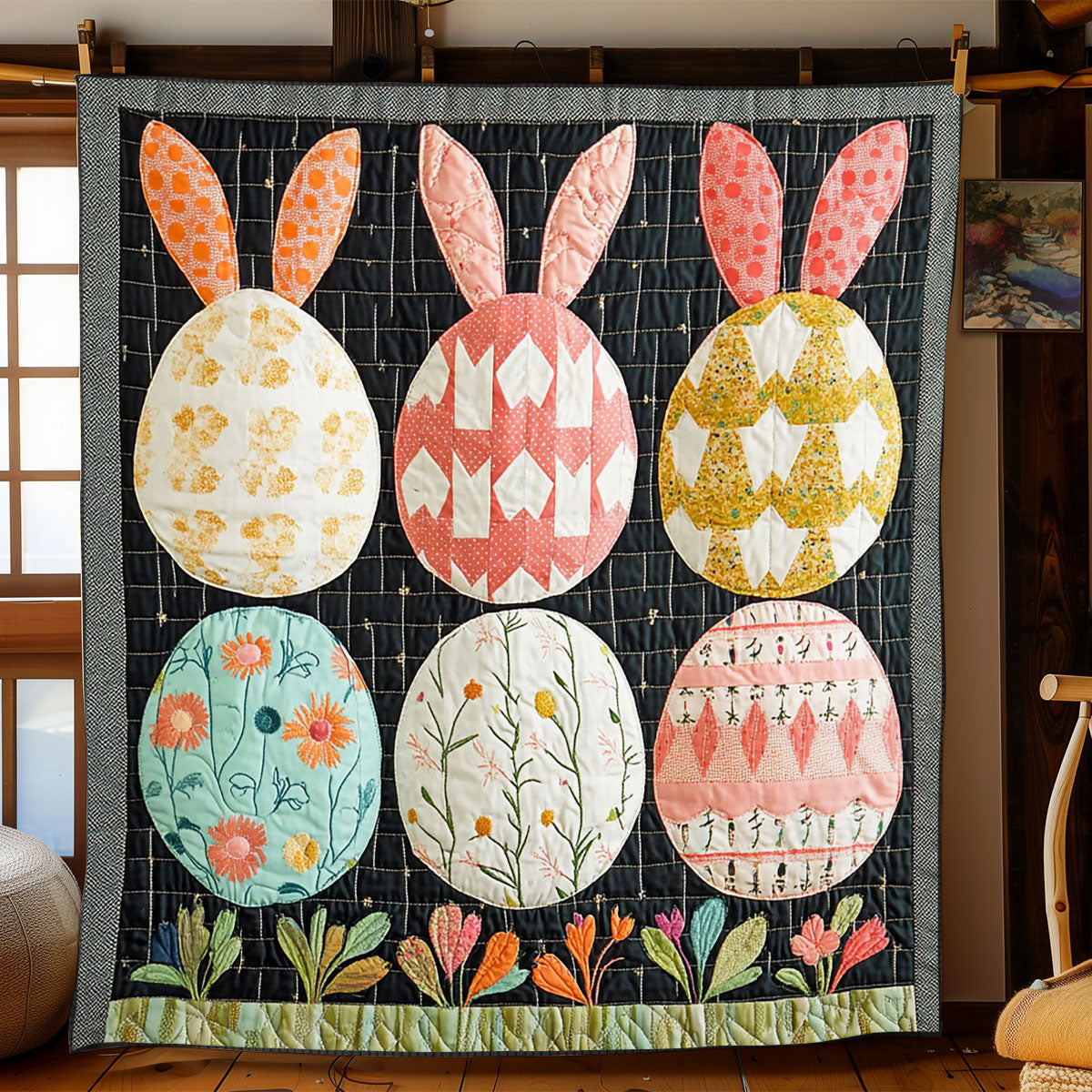 Hoppy Easter Garden WJ0703023CL Quilt Blanket