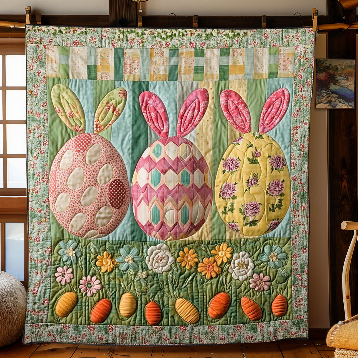 Hoppy Easter Garden WJ0803028CL Quilt Blanket