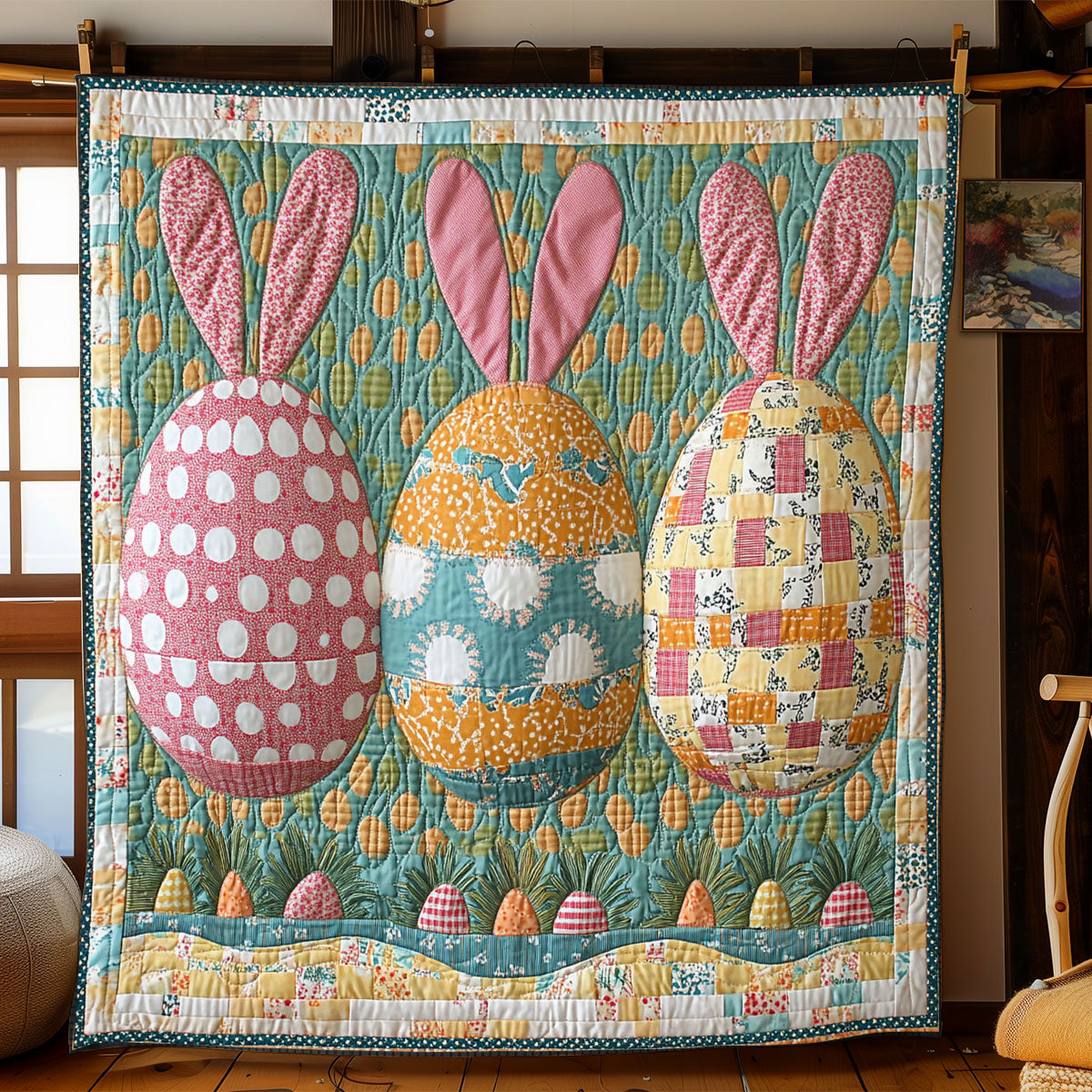 Hoppy Easter Garden WJ1003013CL Quilt Blanket
