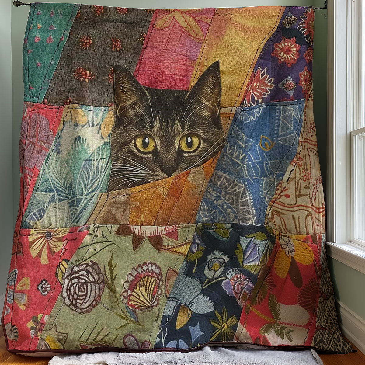 Peeking Cat WJ0108021CL Quilt Blanket