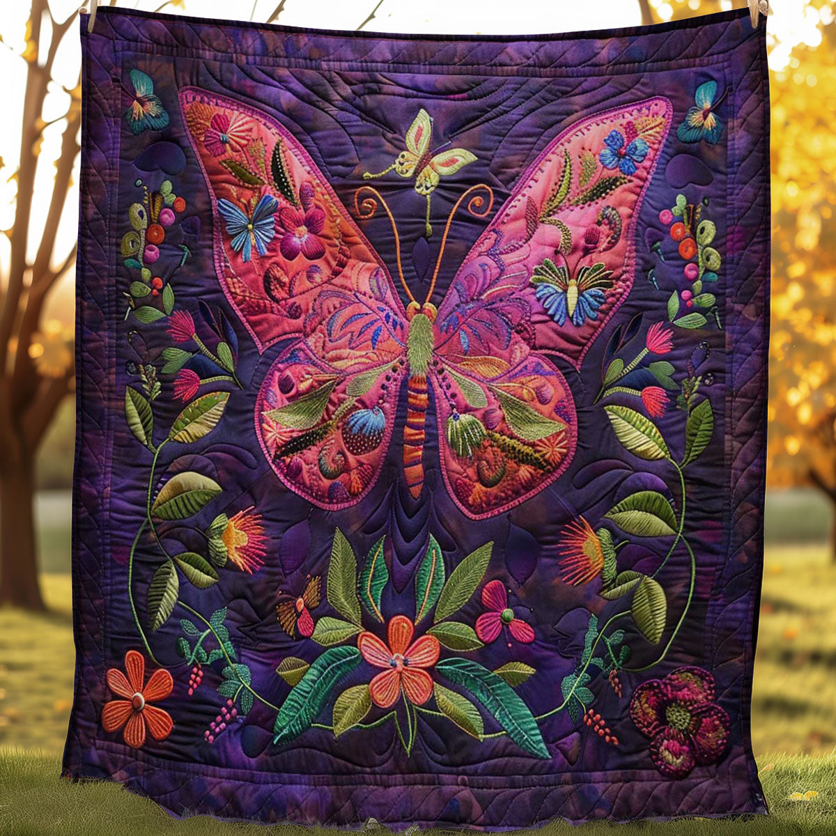 Purple Butterfly WJ1707017CL Quilt Blanket
