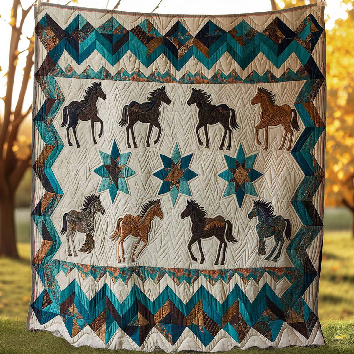 Western Inspired Horses WJ1906017CL Quilt Blanket