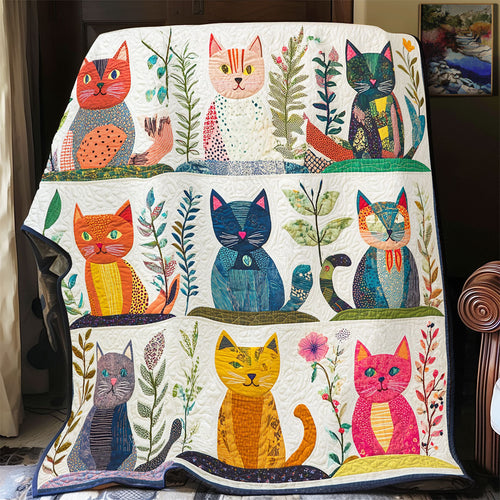 Abstract Cat WU0401015CL Quilt Blanket