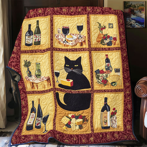 Black Cat And Wine WU0301009CL Quilt Blanket