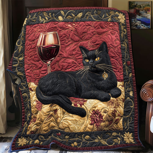 Black Cat And Wine WU0701010CL Quilt Blanket