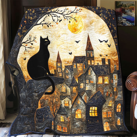 Black Cat Starry Night WU1002071CL Quilt Blanket