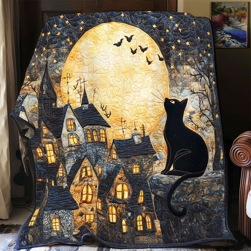 Black Cat Starry Night WU1002073CL Quilt Blanket