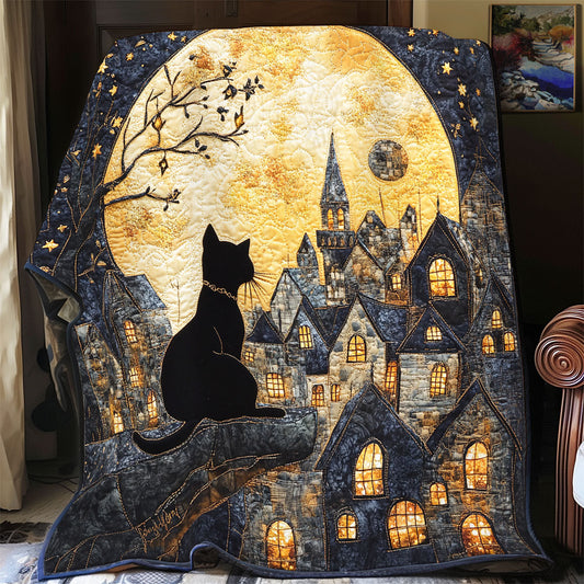 Black Cat Starry Night WU1002076CL Quilt Blanket