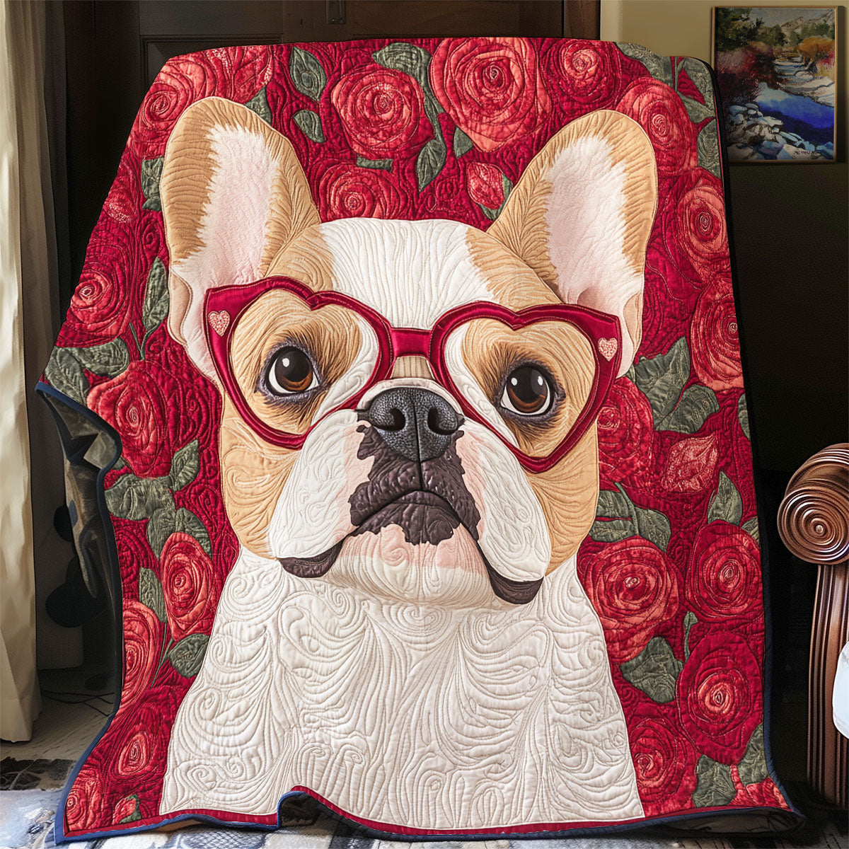 Bulldog Be My Valentine WU0301019CL Quilt Blanket