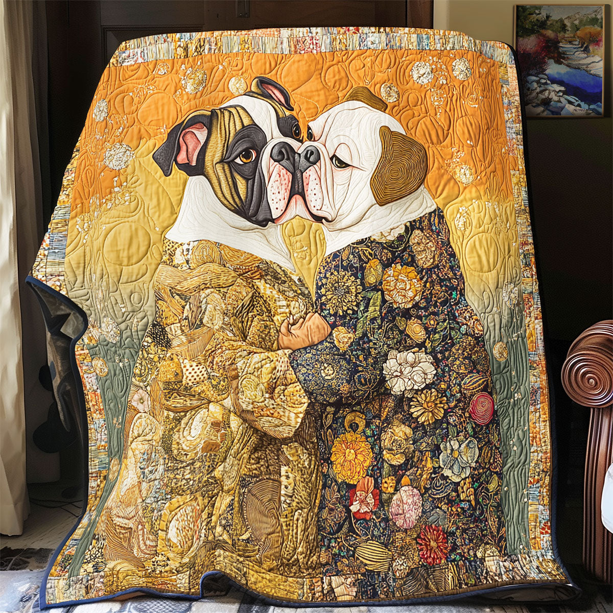 Bulldog The Kiss WU2512017CL Quilt Blanket