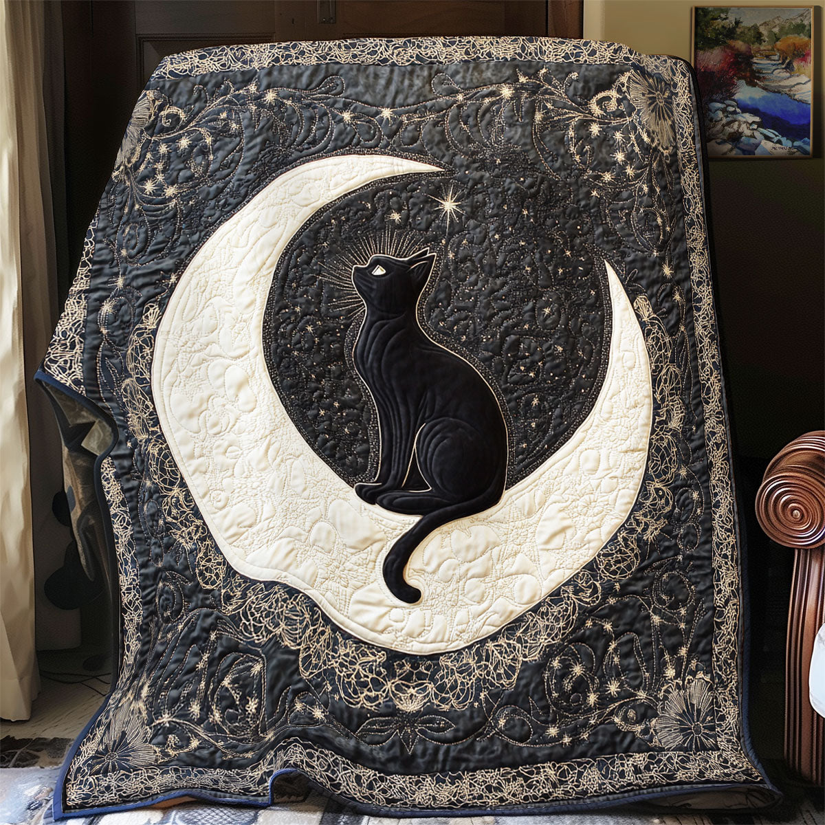 Cat Sparkle Moonlight WU0602062CL Quilt Blanket
