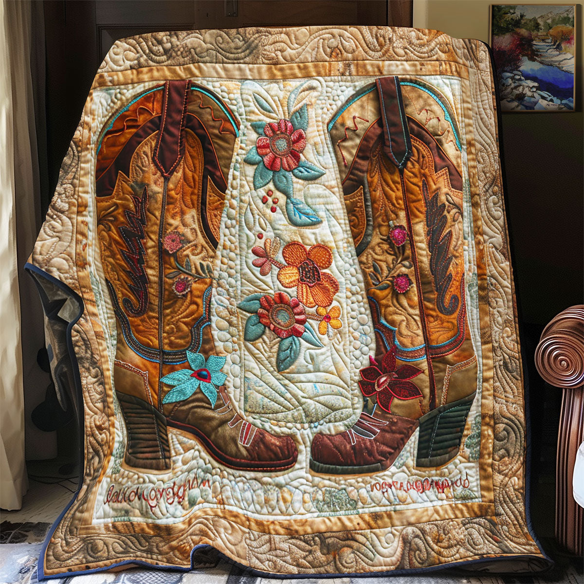 Cowboy Boots WU0201049CL Quilt Blanket