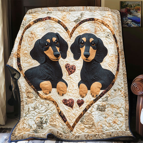 Dachshund Be My Valentine WU2301022CL Quilt Blanket