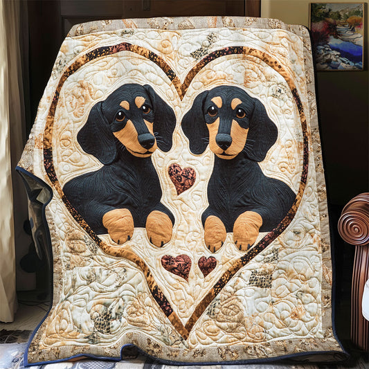 Dachshund Be My Valentine WU2301022CL Quilt Blanket