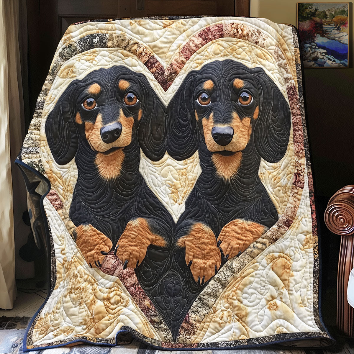 Dachshund Be My Valentine WU2301023CL Quilt Blanket
