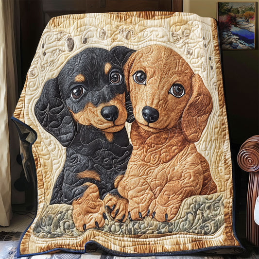 Dachshund Cuddle Time WU2502019CL Quilt Blanket