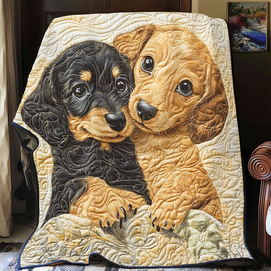Dachshund Cuddle Time WU2502021CL Quilt Blanket