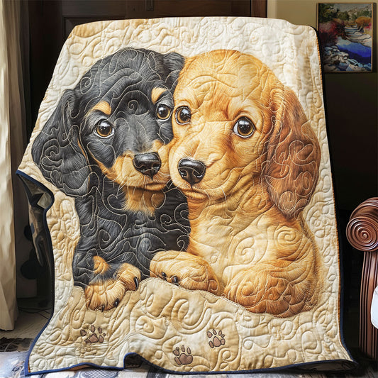 Dachshund Cuddle Time WU2502022CL Quilt Blanket