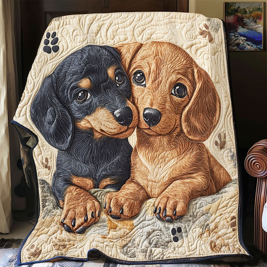 Dachshund Cuddle Time WU2502025CL Quilt Blanket