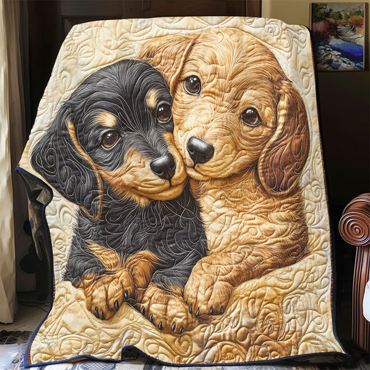 Dachshund Cuddle Time WU2502027CL Quilt Blanket