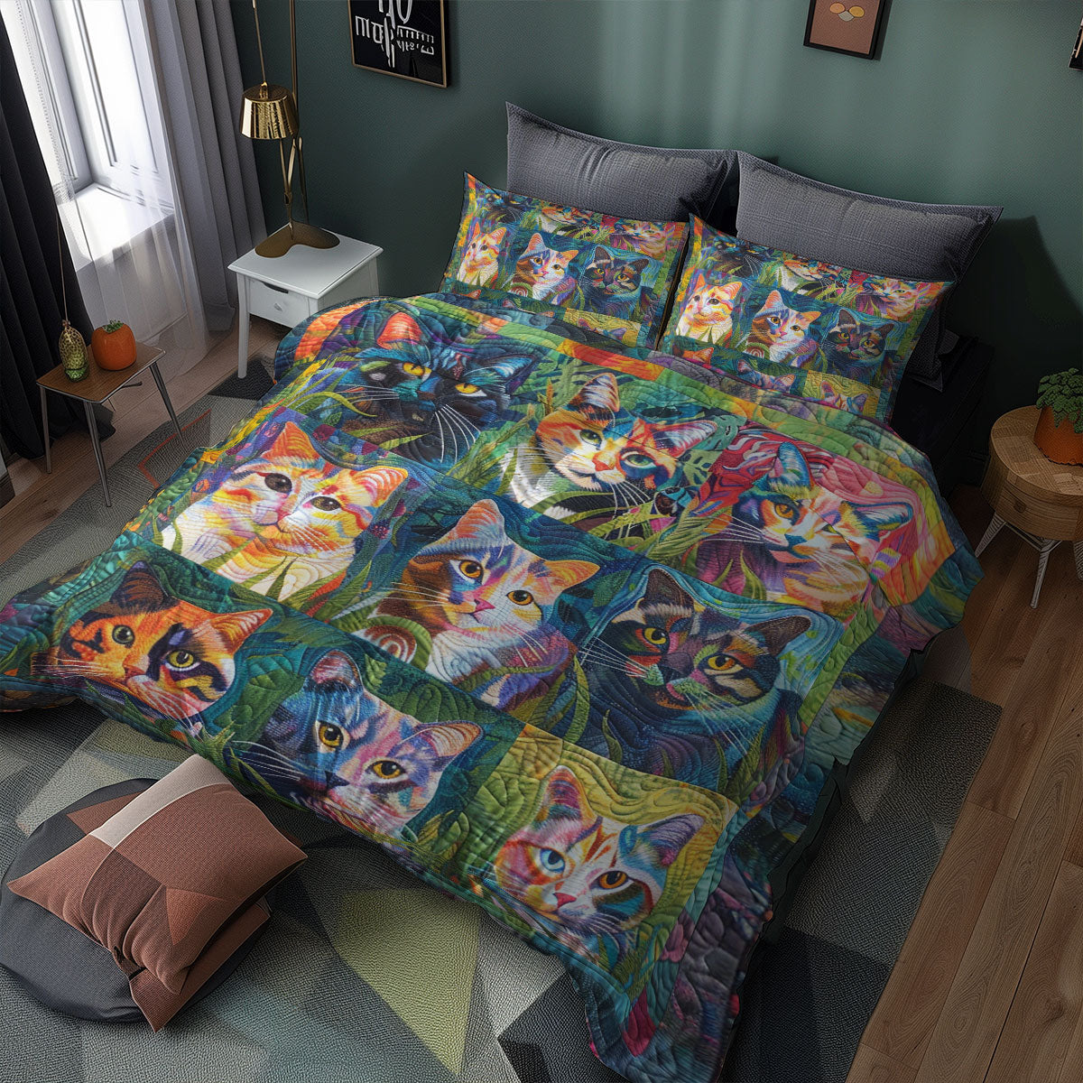 Cats WJ1106024CL Quilted Bedding Set