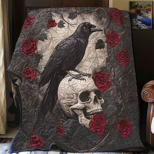 Gothic Raven And Skull WU2612013CL Quilt Blanket