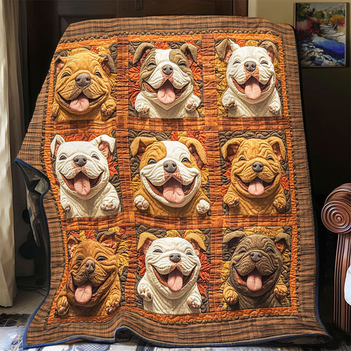 Happy Bulldog WU3012011CL Quilt Blanket