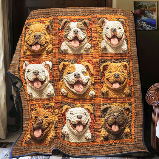 Happy Bulldog WU3012011CL Quilt Blanket