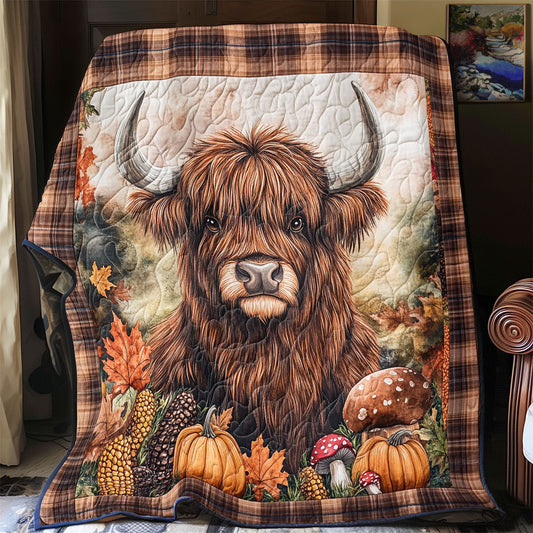 Highland Cow Autumn Feel WU1102006CL Quilt Blanket