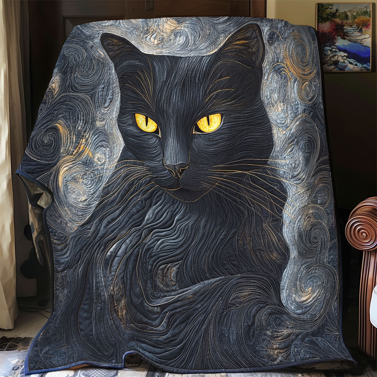 Mystical Black Cat WU0401017CL Quilt Blanket
