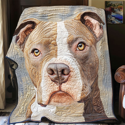 Pitbull Portrait WU0101077CL Quilt Blanket