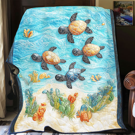 Sea Turtles Ocean Is Calling WU1501010CL Quilt Blanket