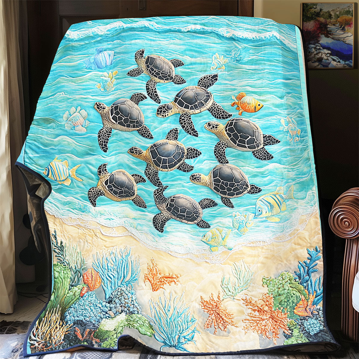 Sea Turtles Ocean Is Calling WU1501011CL Quilt Blanket