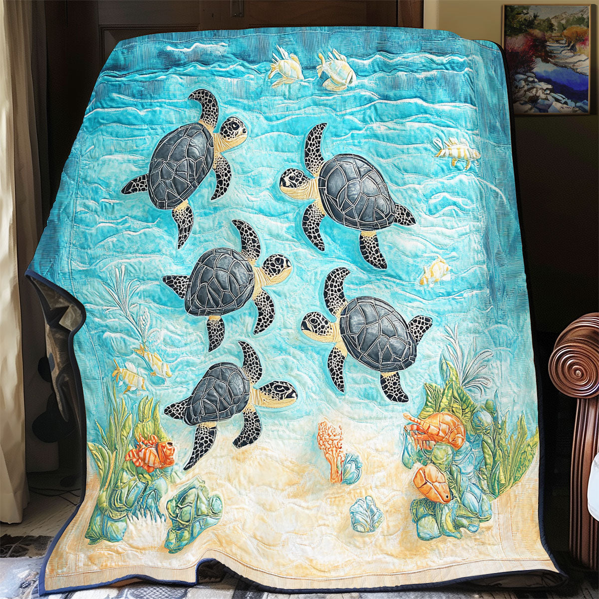 Sea Turtles Ocean Is Calling WU1501012CL Quilt Blanket