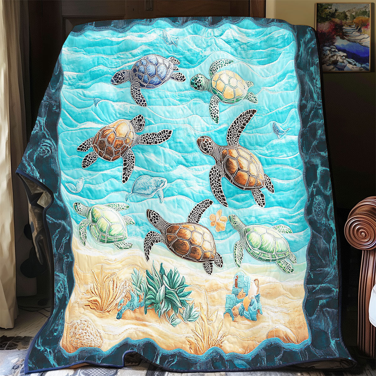 Sea Turtles Ocean Is Calling WU1501013CL Quilt Blanket