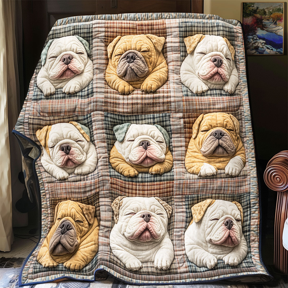 Sleeping Bulldog WU2301055CL Quilt Blanket