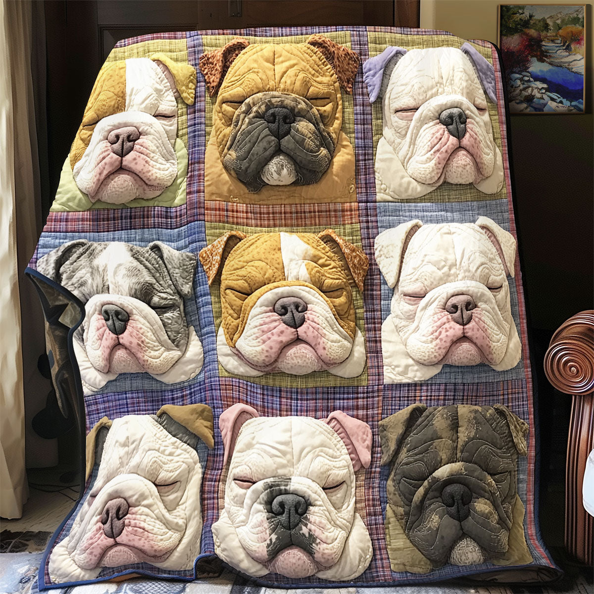 Sleeping Bulldog WU2301056CL Quilt Blanket