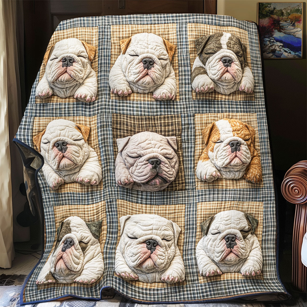 Sleeping Bulldog WU2301057CL Quilt Blanket