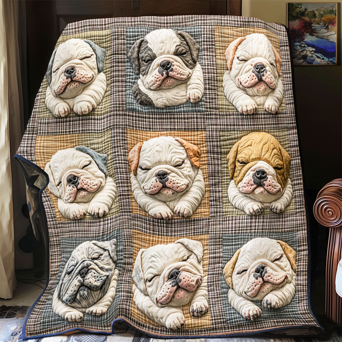 Sleeping Bulldog WU2301058CL Quilt Blanket