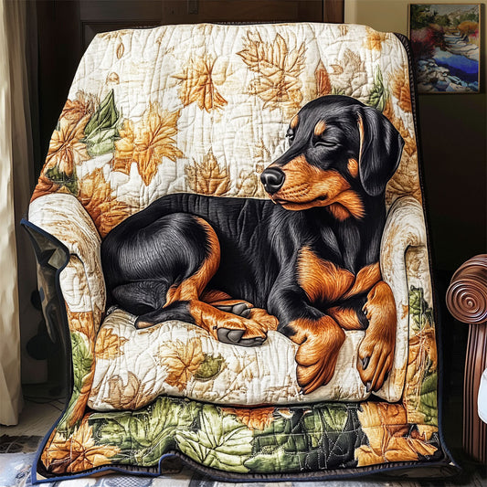 Sleeping Dachshund WU2001057CL Quilt Blanket